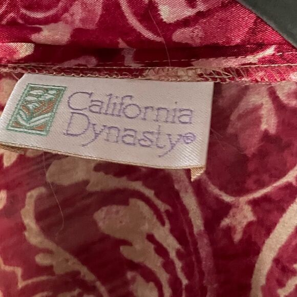 1990’s burgundy printed fridge front tie robe with matching nightgown - Picture 9 of 13